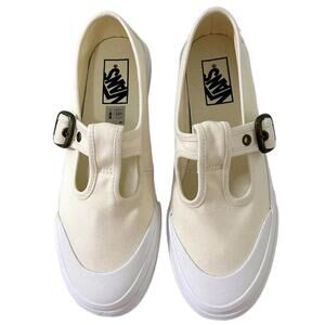 Vans Mary Jane Buckle Closure Ballet Flats Slip Ons "Cream" Women's 8.0 | NEW